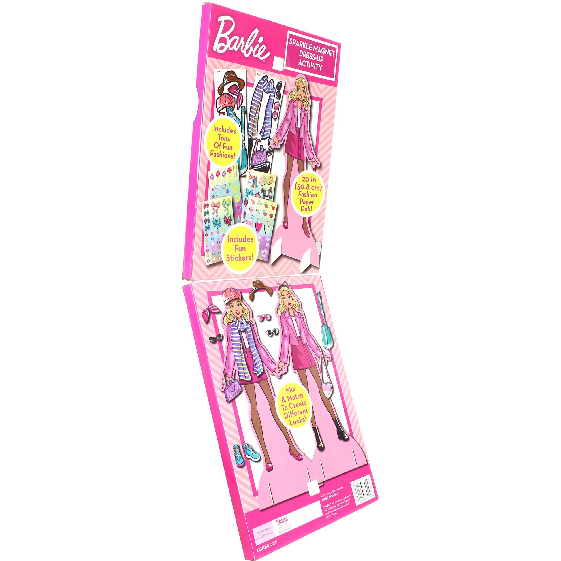 Barbie Sparkle Magnetic Activity Set - 20? Magnetic Dress-Up Doll with Mix-and-Match Outfits & Sparkle Stickers, Creative Play for Kids