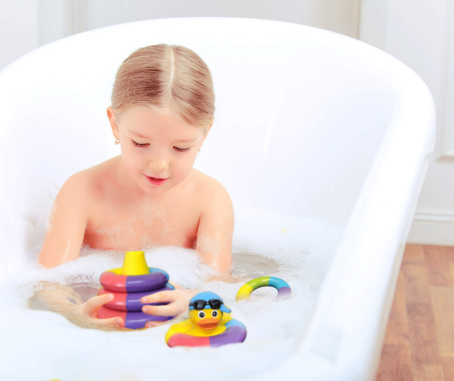 Playahoy Floating Bath Toys for Boys and Girls Float and Play Stacking Toy Rings for Baby Toddlers and Kids