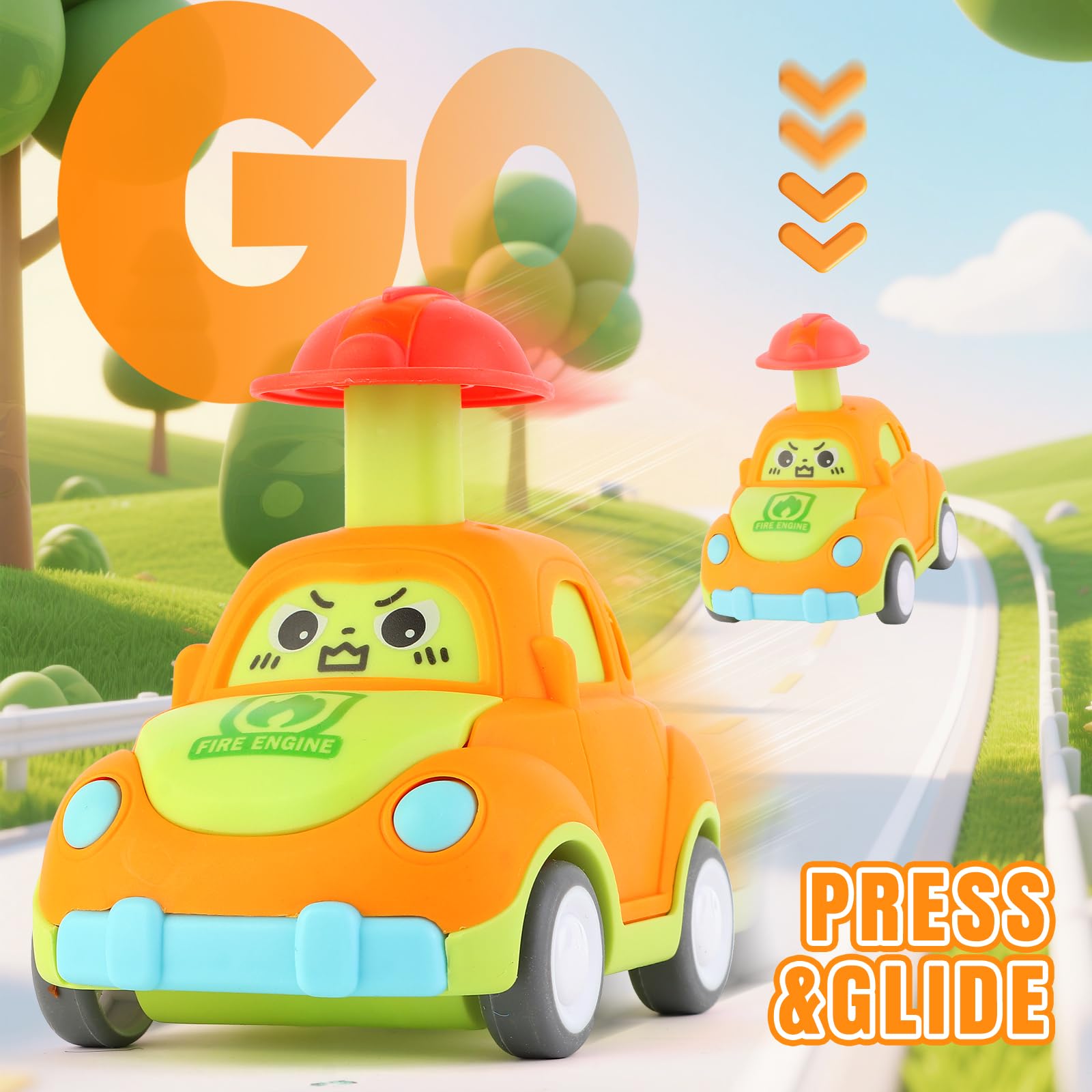 QSONSELL Car Toys for Toddlers 1-3 Year Old Boy Birthday Gift for Boys Girls 1-3 Pull Back City Vehicle Toys Goodie Bags Stuffers Party Favors