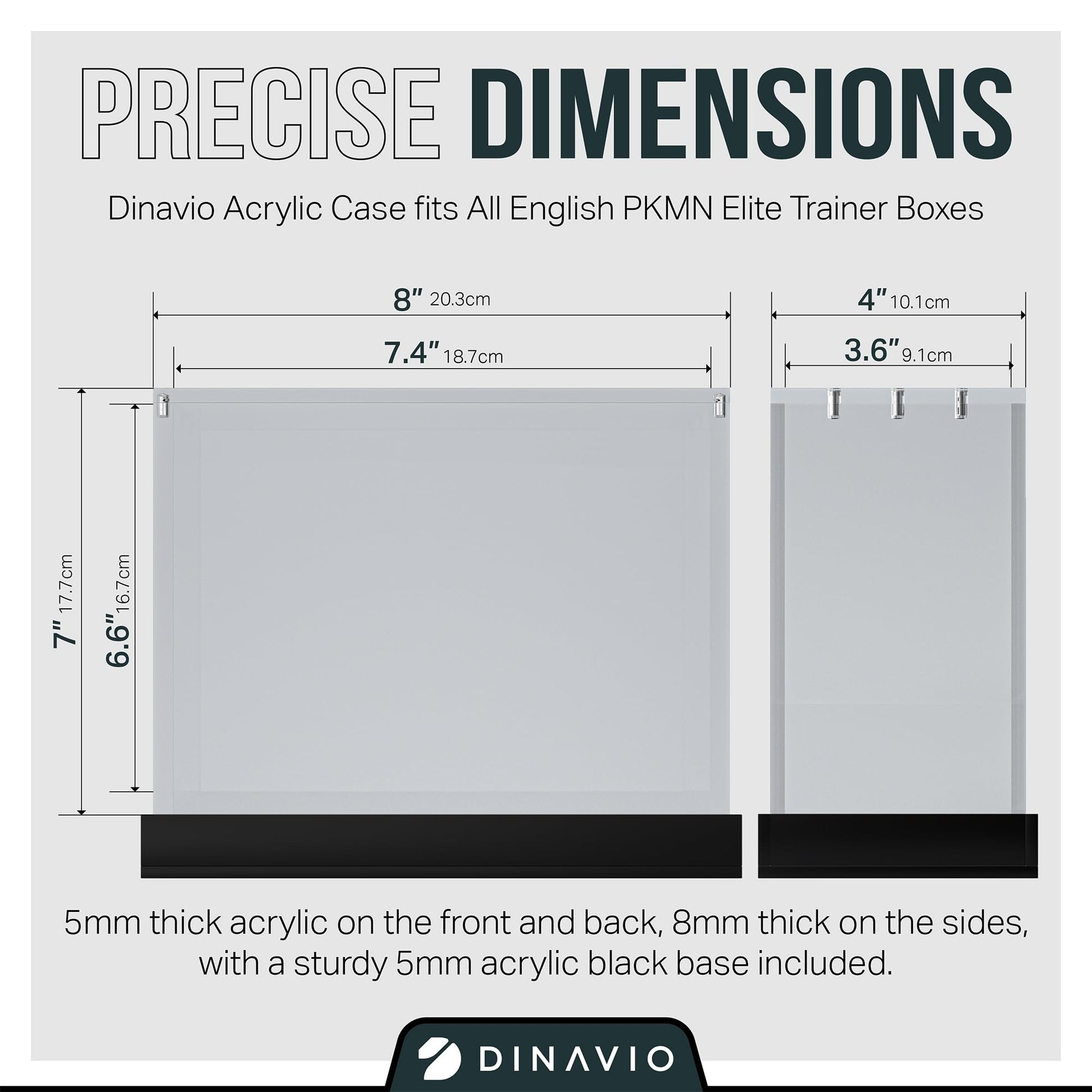 Dinavio Crafthouse Elite Trainer Box Acrylic Case - ETB Protector Case - Elite Trainer Box Protector - 8mm + 5mm Acrylic 5x3mm Magnets - Compatible