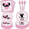 50 Pcs Pink 1st Birthday Party Dinnerware Girls One Tableware Set Girls One Paper Plates Napkins Forks for Girl's 1st Birthday Baby Shower Party