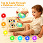 Toddler Busy Board ,Montessori Toy with Tap Light ,6.9"x5.9" Wooden Busy Board with LED Traffic Light for Kids , Travel Sensory Toys for 1+ Year Old