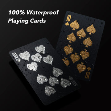 INTEGEAR 2 Decks of Playing Cards, Gold 3D Embossed Patterned Poker Cards Plastic PET Waterproof Playing Cards Luxury Magic Trick Game Tool Gift