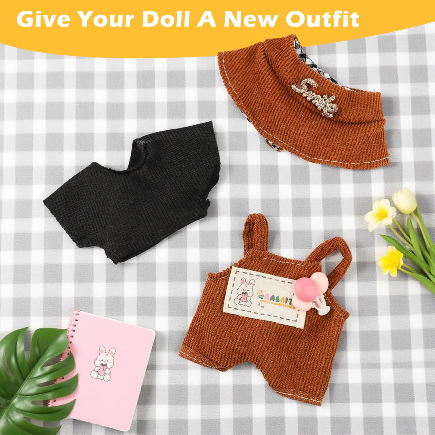 17cm Doll Clothing Set, 2-Piece/3-Piece Fashionable Outfits, Cute Doll Costumes for Collectors, Adorable Stylish,Doll Clothing Accessories (Denim