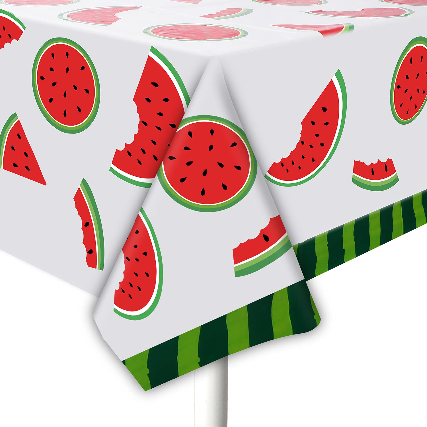 JHkim Watermelon Tablecloth for Party - 2 Packs 52" X 87" Watermelon Party Supplies, Watermelon Disposable Tablecloths, one in A Melon Party