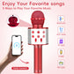 Wireless Bluetooth Karaoke Microphone for Kids, 5-in-1 Portable Handheld Karaoke Mic Speaker Player Recorder with Adjustable Remix FM Radio for Kids