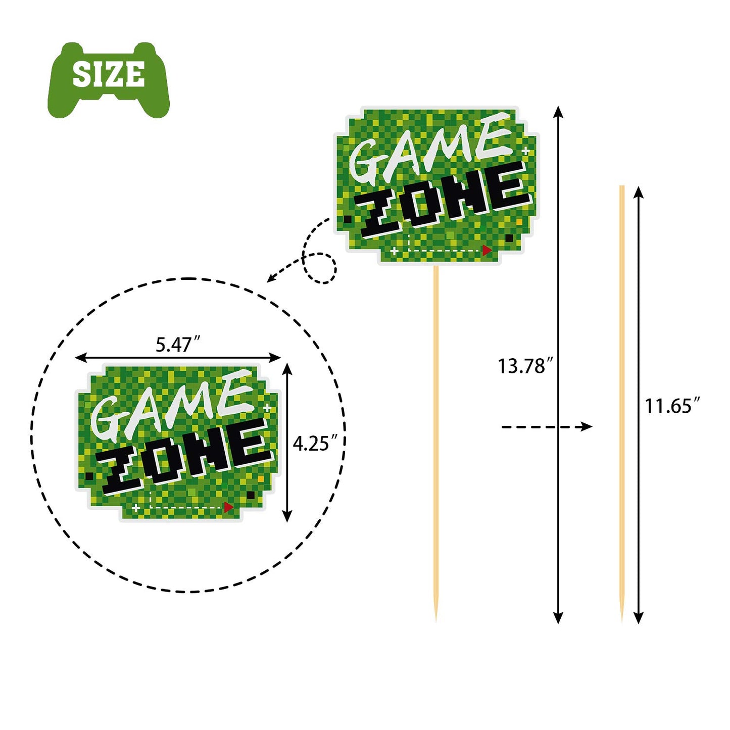 30 Pieces Video Game Gaming Party Table Toppers, Funny Game Zone Centerpieces Sticks Table Decorations Game On Birthday Party Decor Photo Booth Props