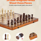 VEVOR 15-inch Magnetic Wooden Chess Set, 2-in-1 Folding Chess and Checkers Game for Adults and Kids, Portable Travel Chess Set with 2 Queens, Ideal