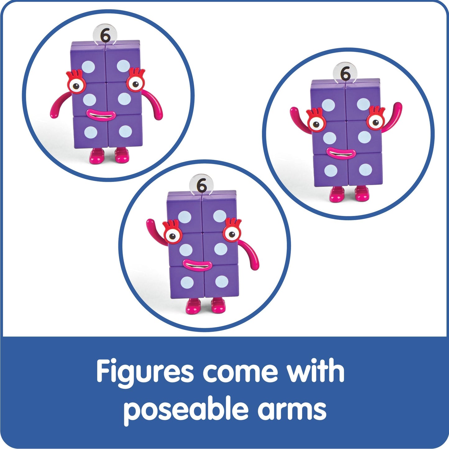 hand2mind Numberblocks Friends Six to Ten Figures - Official Licensed Character Action Figure Set, Numbers and Counting Figurines, Pretend Play Toys