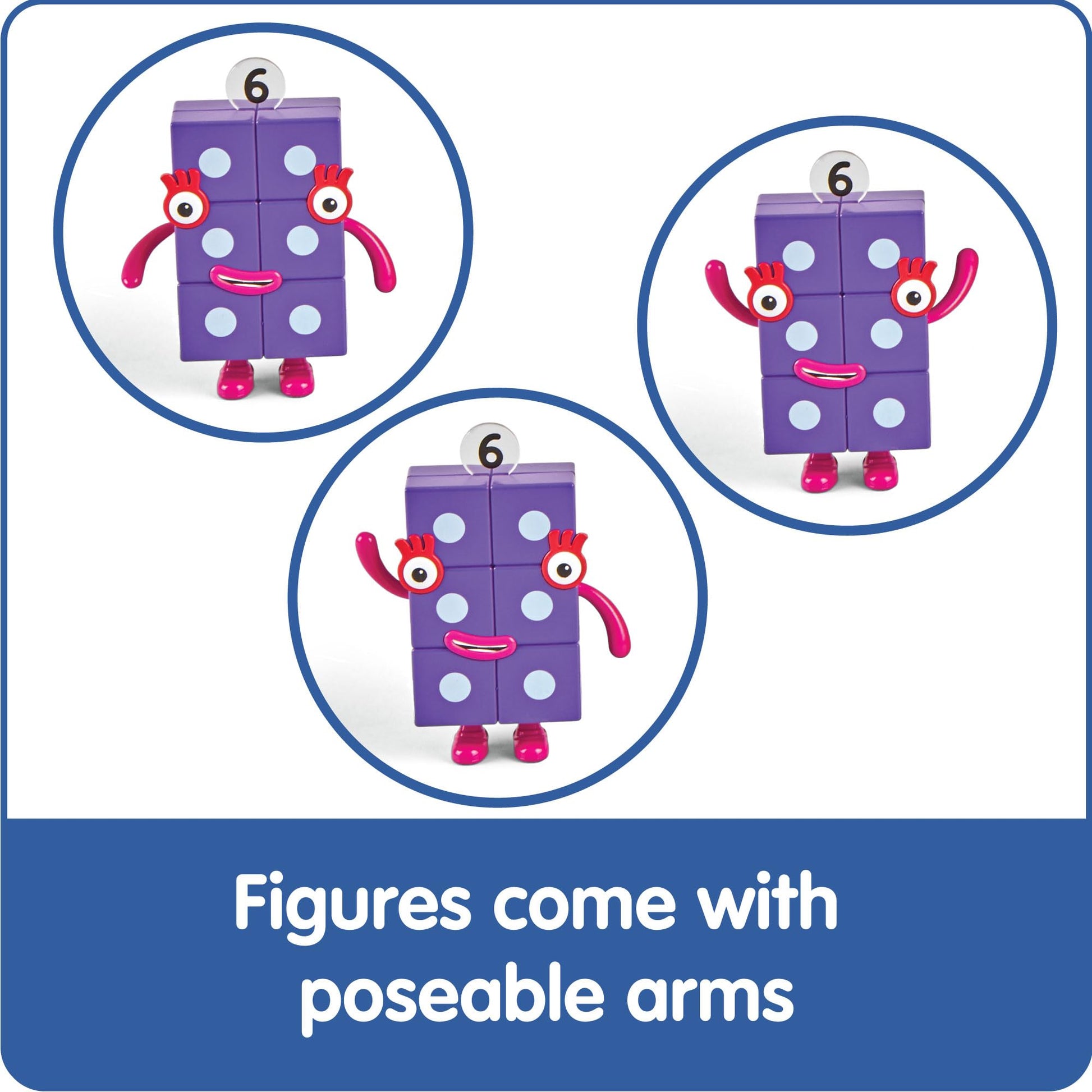 hand2mind Numberblocks Friends Six to Ten Figures - Official Licensed Character Action Figure Set, Numbers and Counting Figurines, Pretend Play Toys