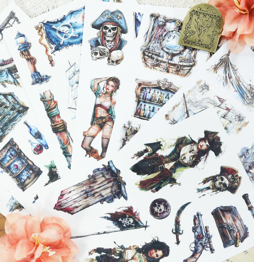Christmas Journaling Stickers Die Cutting Retro Scrapbooking Material for Diary Decoration Landscaping Flowers PET Stickers Book (91160)
