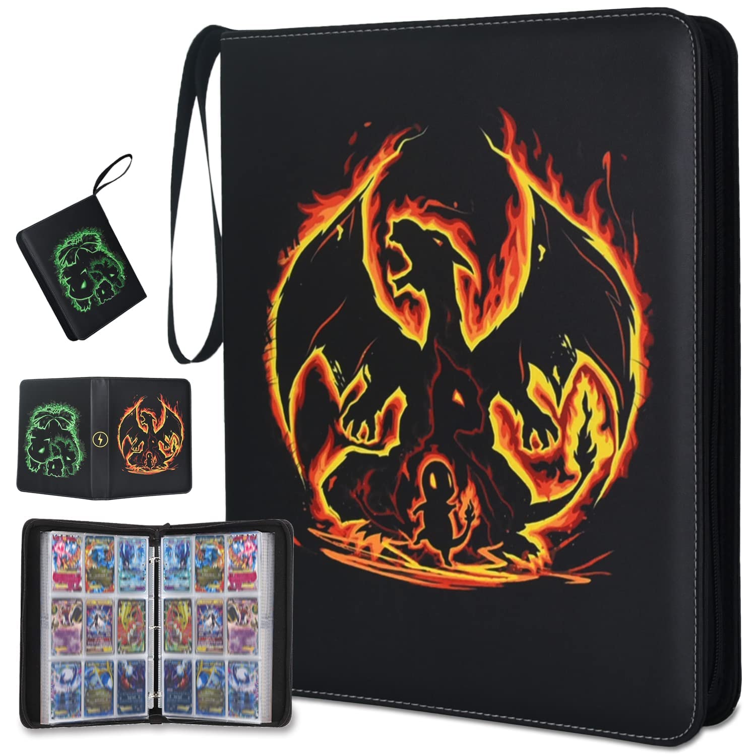 LIMSTDIC Card Binder with Sleeves - 9-Pockets Card Binder Holder Compatible with TCG Trading Cards, Card Storage Album with Zipper for Boys Girls