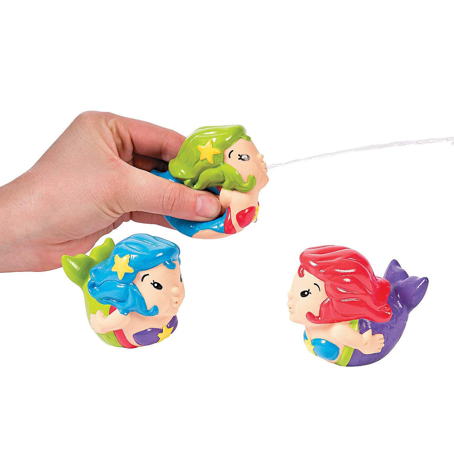Fun Express Mermaid Squirt Toys - Set of 12 - Summer, Pool and Bath Toys - Party Favors and Giveaways