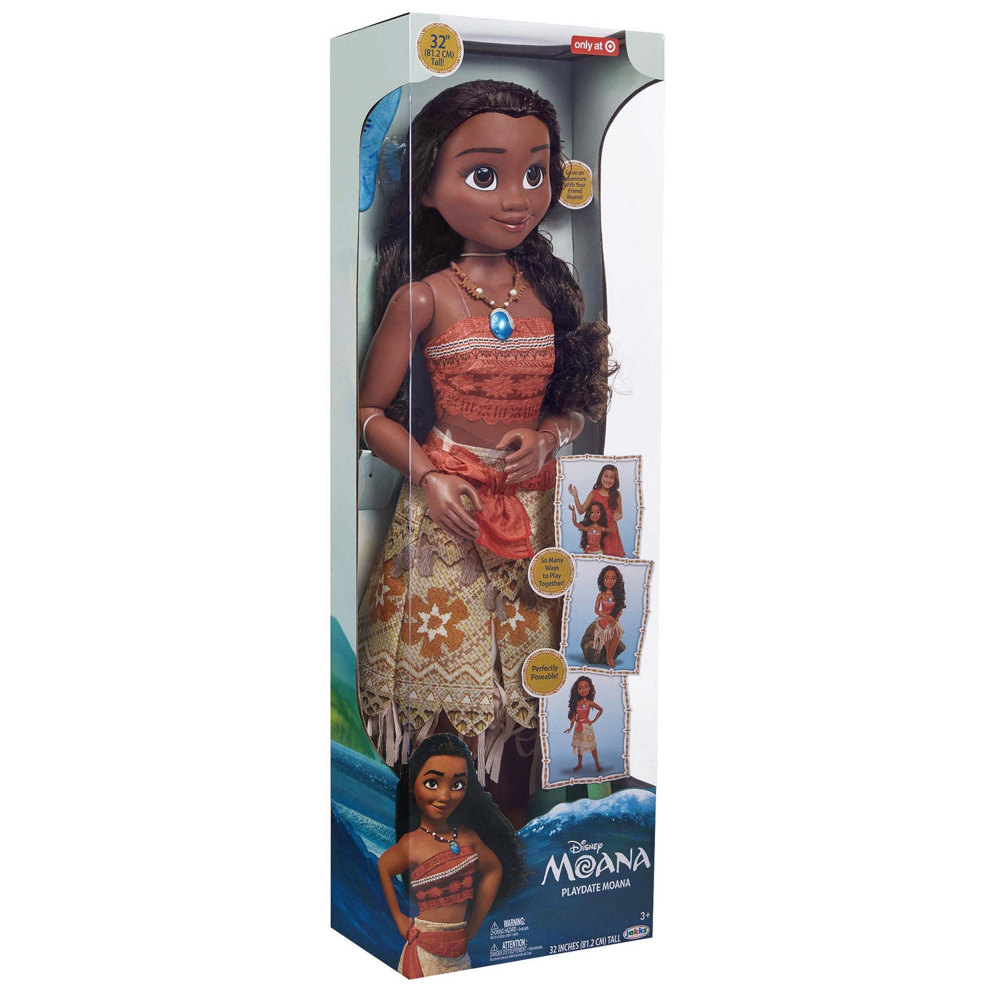 Disney Moana Doll 32" Tall Playdate Perfectly Poseable Doll, Includes Hair Comb, Playdate Moana Fashion Doll, Moana Doll Stands 32 Inches Tall! for