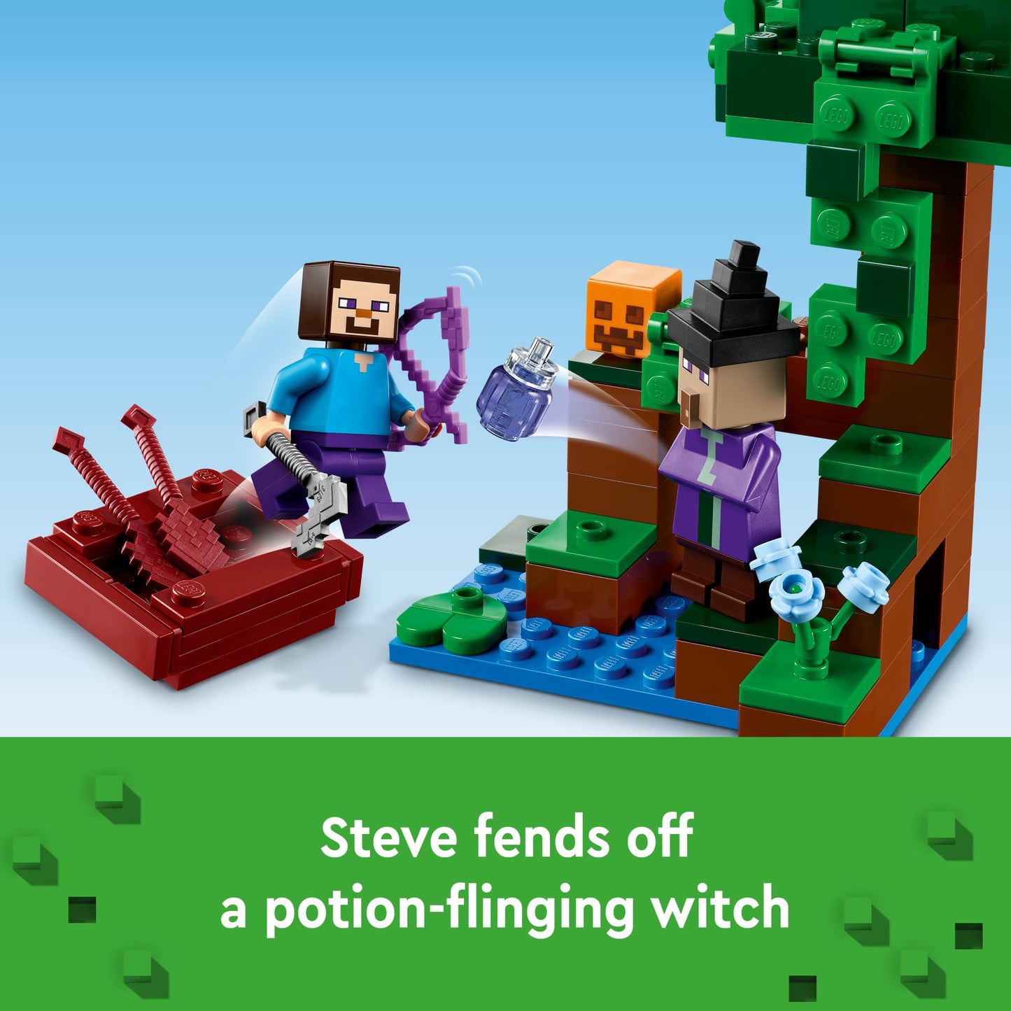 LEGO Minecraft The Pumpkin Farm - Building Toy for Kids Age 8+ - Toy for Boys, Girls, & Gamers W/Steve Minifigure, Witch, & More - 21248
