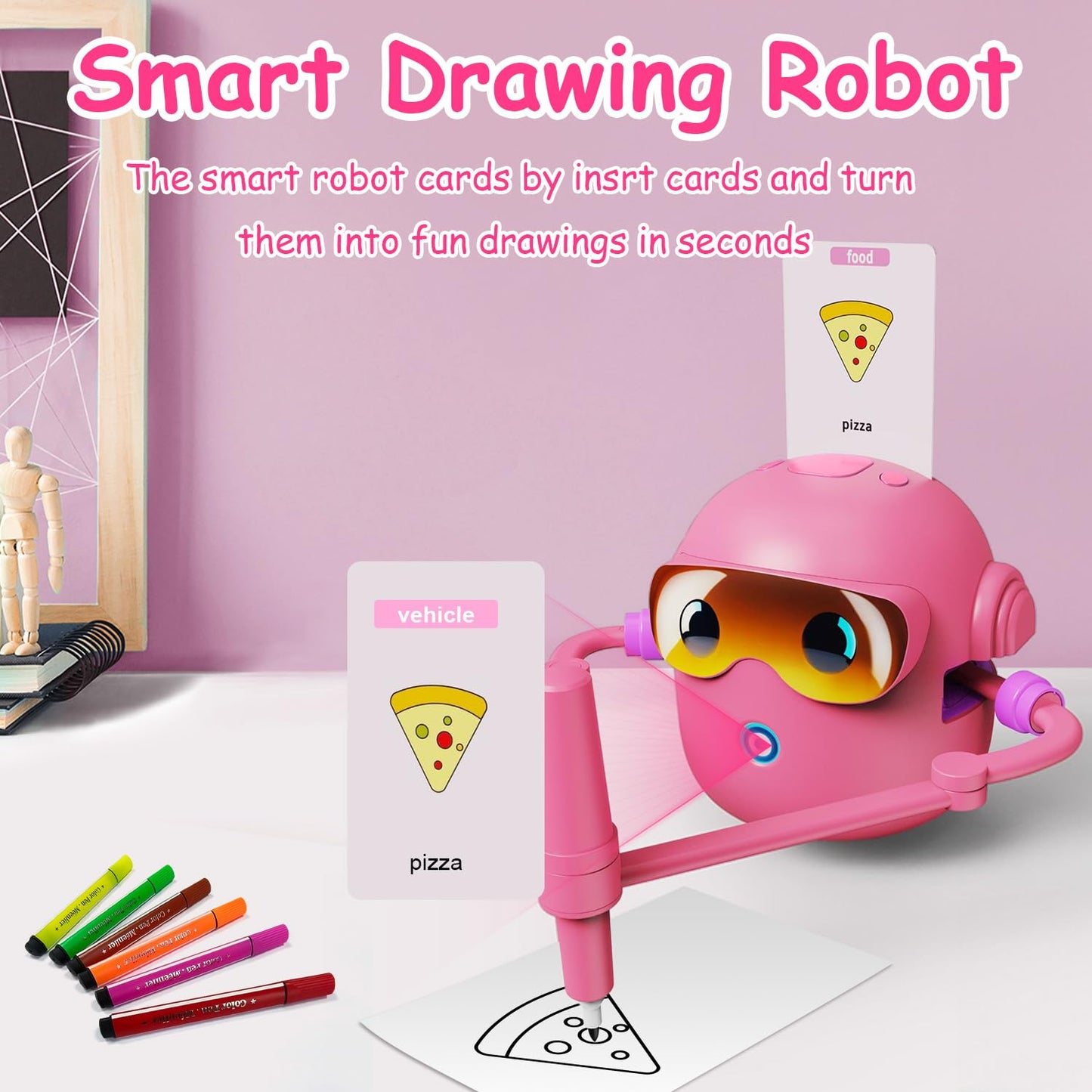 Custer's Night Drawing Robot for Kids - Montessori Painting Toys for 3 4 5 6 7 8 Year Old, Voice Interactive Educational Drawing Machine with 100