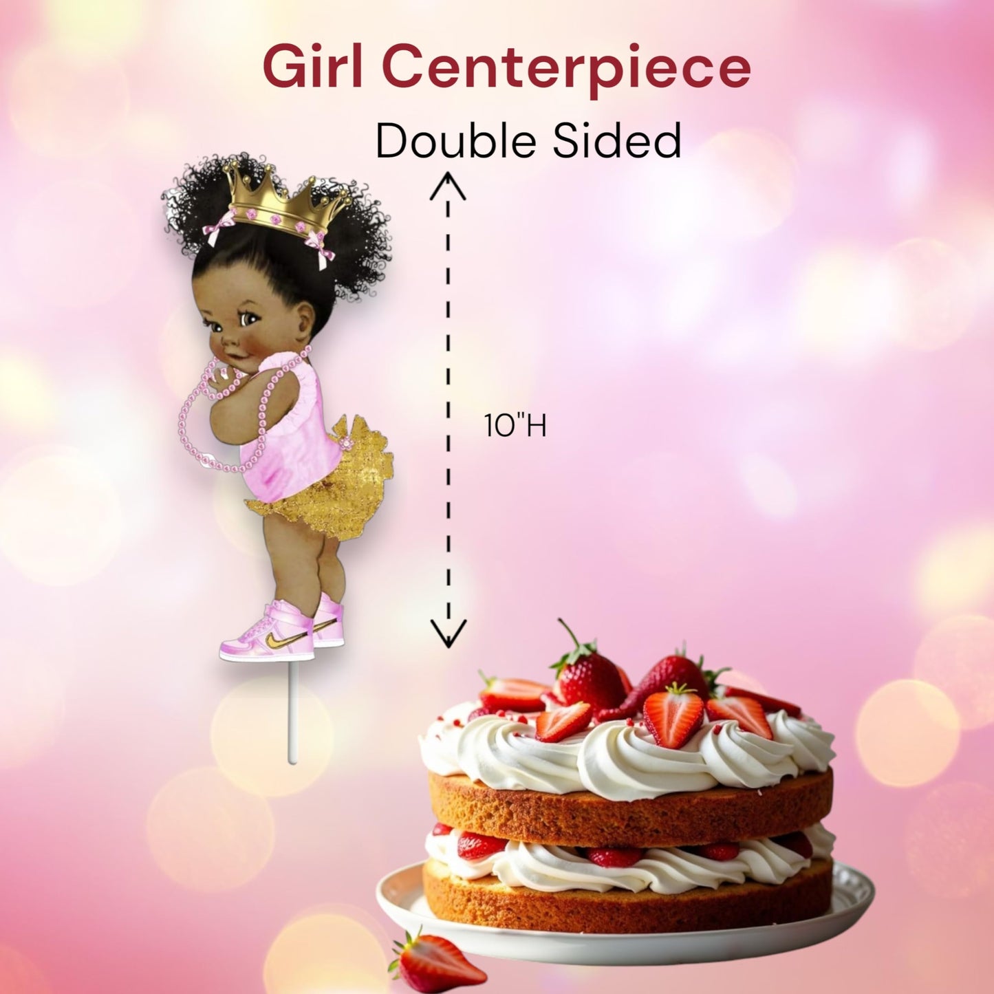 Pink Gold Princess Table Centerpieces Baby Shower Birthday African American Princess Party Decor