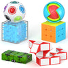 Vdealen Fidget Brain Teaser Toy for Kids, 3D PuzzlesToys Bundle of 3x3 Speed Cube, Maze Box, Rainbow Puzzle Ball, Wisdom Ball, Fidget Snake Cube