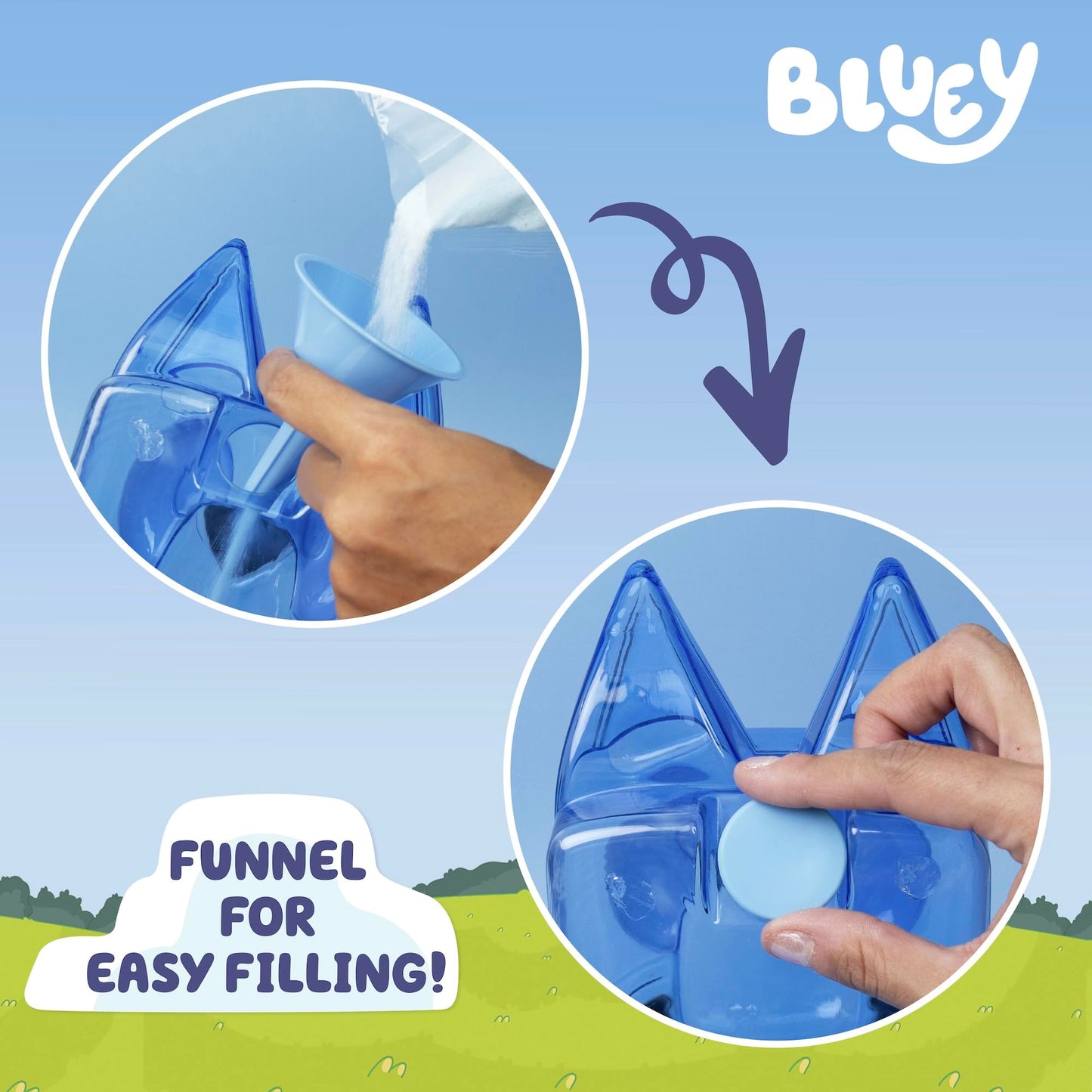 Bluey Jumbo Sand Art, Reusable Bluey Toys, Fill with Sand or Water, Includes Waterproof Bluey Doll, Kids Shovel and Funnel, Fun Sensory Toys for Kids