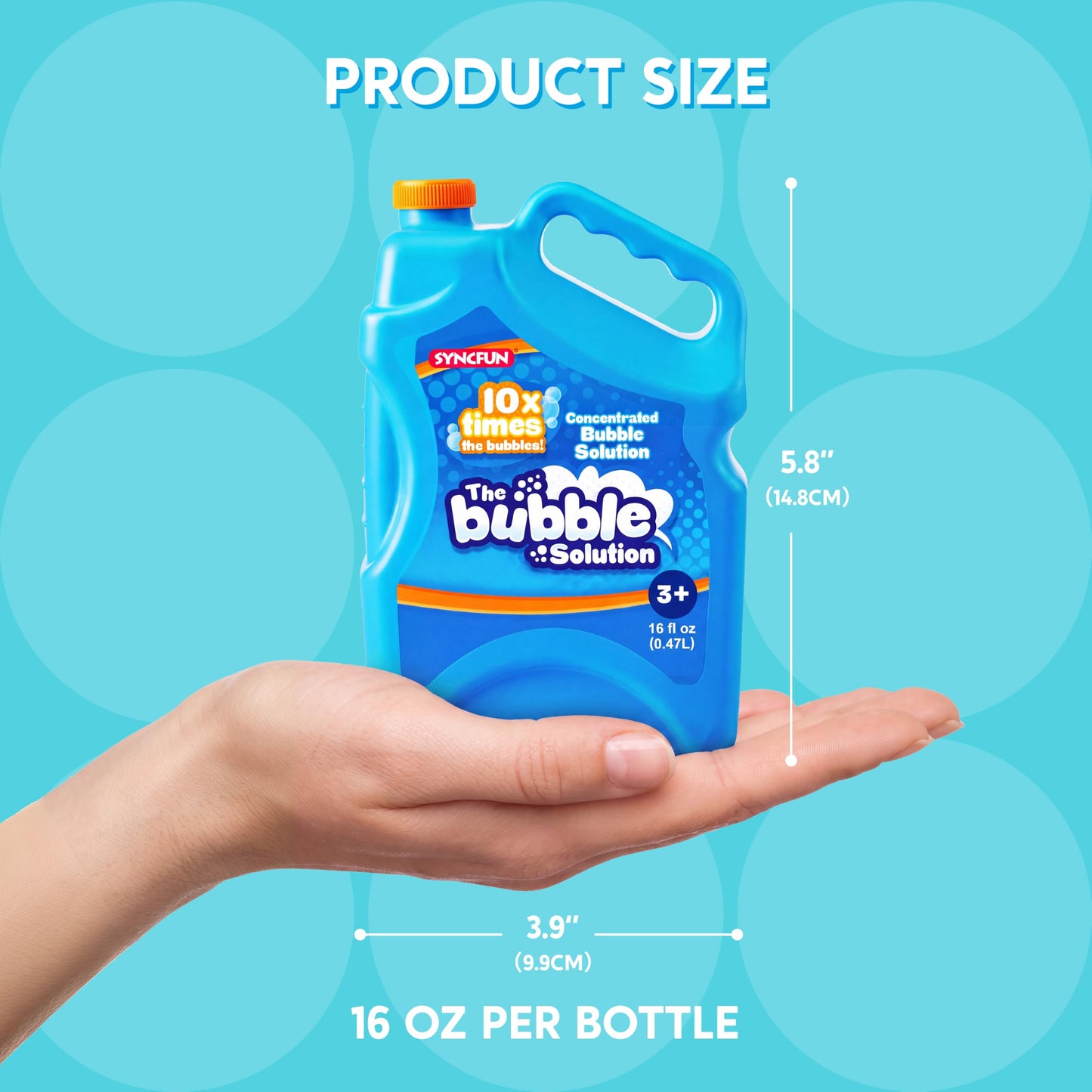SYNCFUN 16 oz Bubble Solution Refills(Up to 1.25 Gallons), Concentrated Solution for Bubble Machine, Wands, Blower, Easter, Outdoors Activity