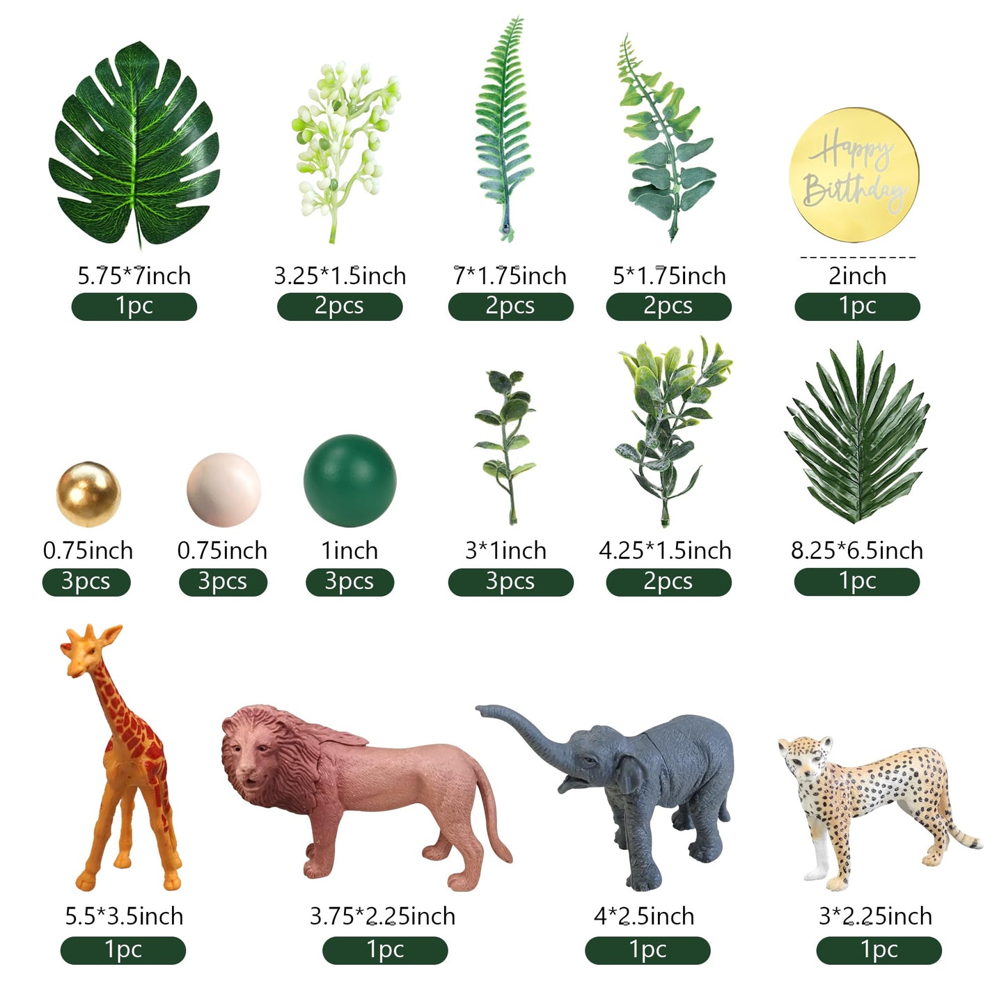 27 PCS Jungle Animal Cake Toppers, Safari Animals Figure Toys Picks Jungle Wild One Animals Cake Decorations for Baby Shower Safari Party Holiday
