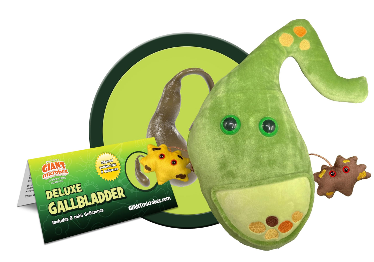 GIANT MICROBES Deluxe 14" Gallbladder Plush with Gallstones, Gallbladder Surgery Recovery Items, Post-Gallbladder Surgery Must Haves, Anatomy Gifts