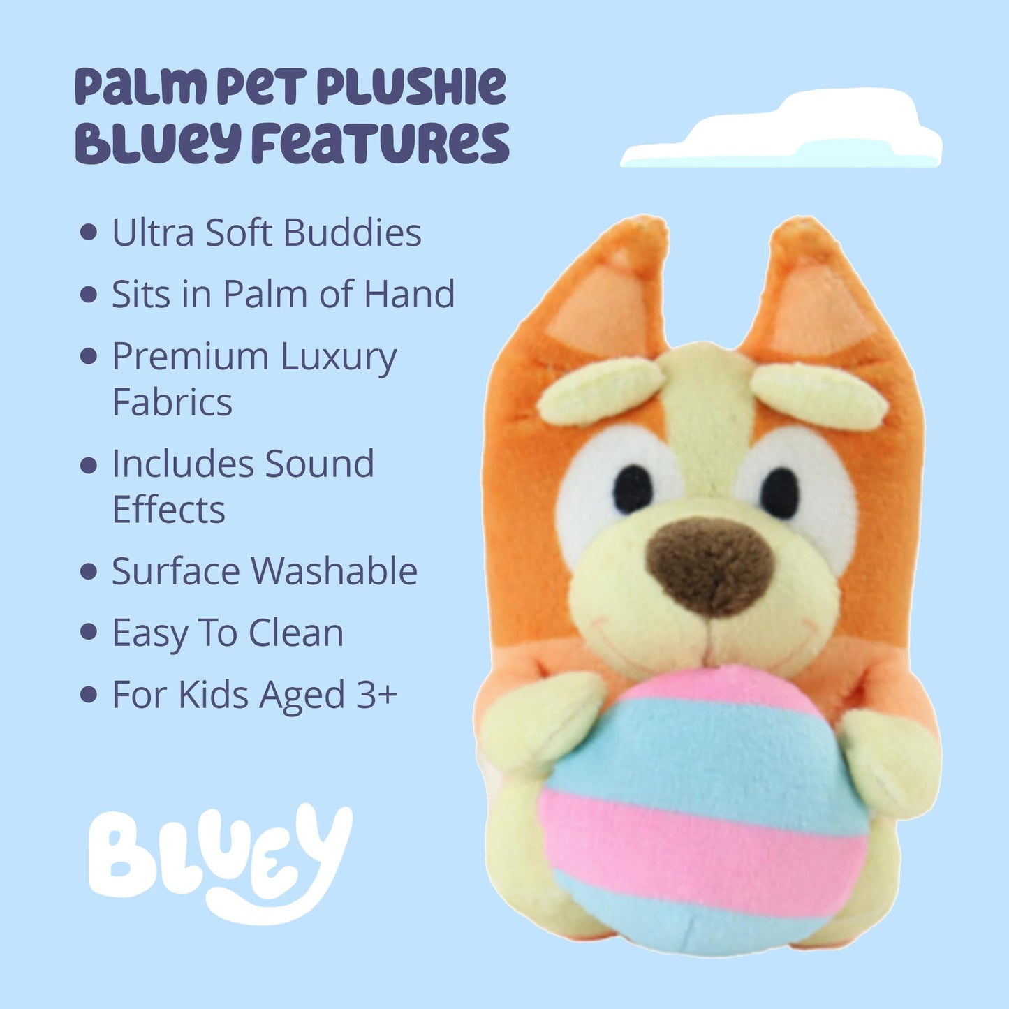 Animal Adventure | Bluey | 4" Bingo Palm Plush with Electronic Sound | Easter Basket Stuffed Animals for Kids | Cute & Huggable Ultra Soft Plushie