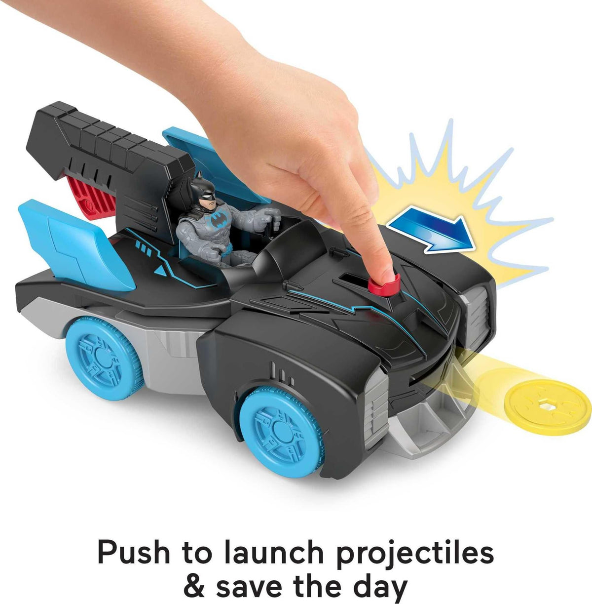 Fisher-Price Imaginext DC Super Friends Batman Toy Bat-Tech Batmobile Car & Light-Up Figure for Preschool Pretend Play Kids Ages 3+ Years