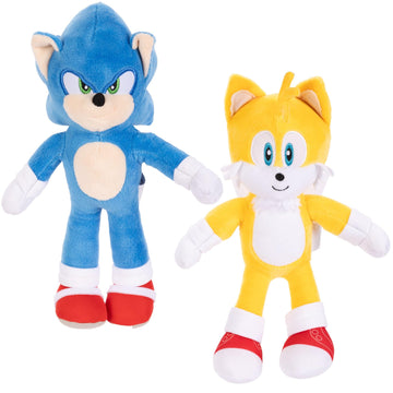 Sonic 3 Movie Plush Sonic & Tails 9-Inch Stuffed Toy Figures - Officially Licensed Sonic The Hedgehog 3 Movie, Amazon 2-Pack Kids Plush Toy Figure Set