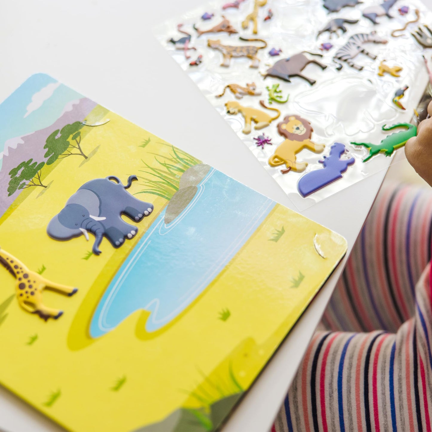 Melissa & Doug Puffy Sticker Activity Books Set of 3 - Safari, Dinosaur & Ocean, with 118 Reusable Puffy Stickers and Fold-Out Scenes, Mess Free Play
