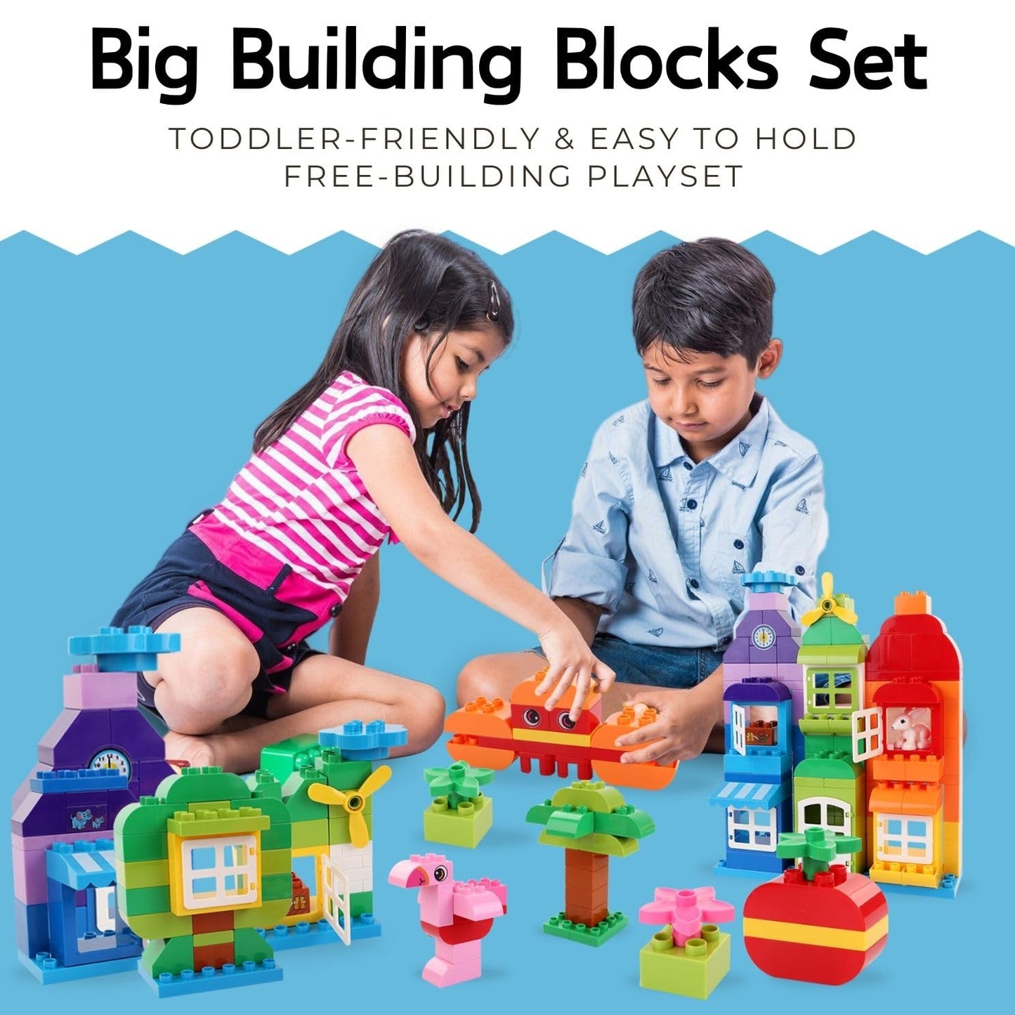 Liberty Imports Big Building Blocks 166 Pieces with Storage Organizer Box, Large Bricks Set Educational Learning Classic Construction Toy Set