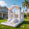 14.1FT White Bounce House Castle for Kids, w/Slide & Ball Pit