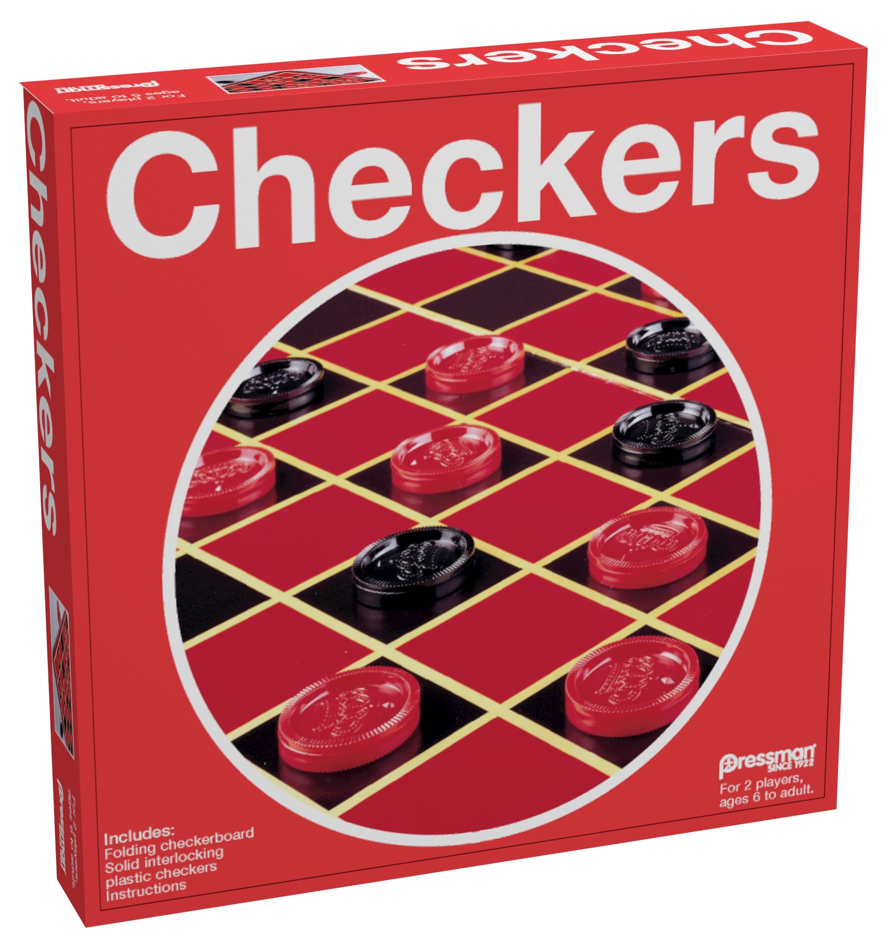 Pressman Checkers -- Classic Game With Folding Board and Interlocking Checkers ,5"