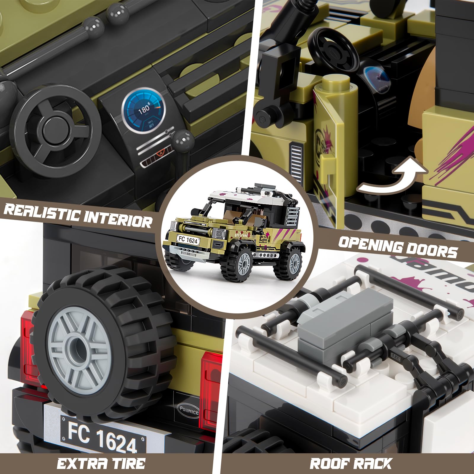 HIGH GODO Off-Road Car Building Set, City Truck Cars Collectible Model Kit, Classic SUV Vehicle Toys, for Adults Teens Age 14+ (311 PCS)