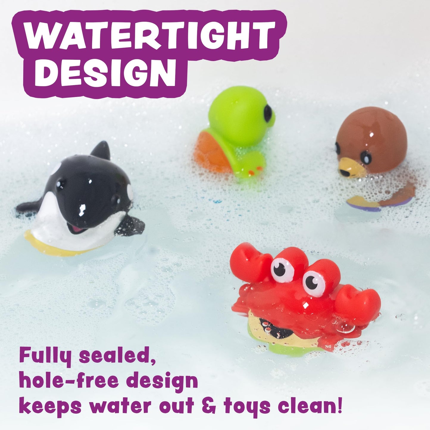 Tub Works® Tub Bobbers™ Bob, Wobble & Float Upright Toddler Bath Toys, 6 Pack | Unique Wobbling Action | Sealed, No Hole Baby Bath Toys | Engaging
