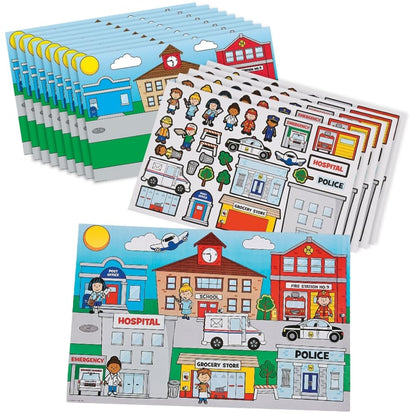 Community Helpers Giant Sticker Scene - 12 Pieces - Educational and Learning Activities for Kids
