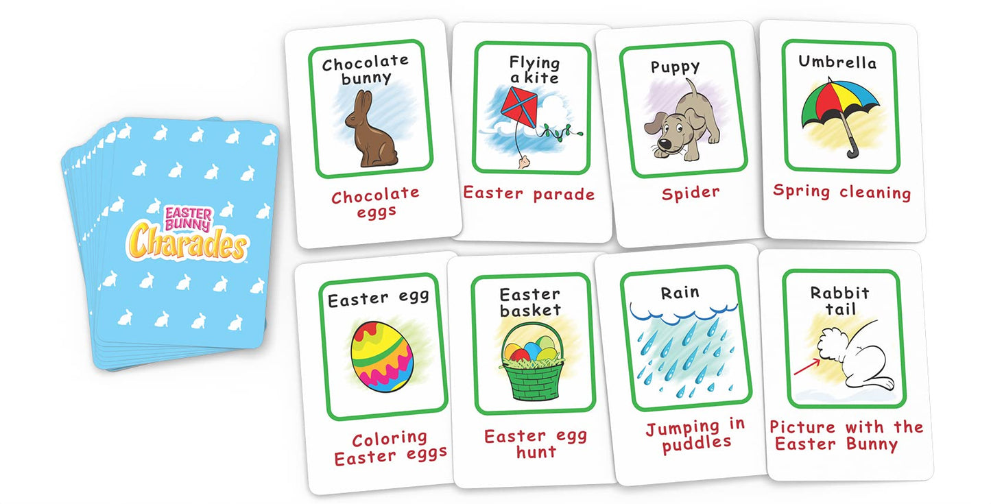 Arizona GameCo Easter Bunny Charades for Kids Ages 6+, No Reading Required Kids Charades Game, 80 Acting Choices, Family Fun, Easter Basket Stuffer