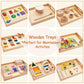 Montessori Wooden Trays with Handles, 3 Pack Small Medium Big Quality Wood Tray for Toddlers and Kids Montessori Activities, Trays to Store Toys