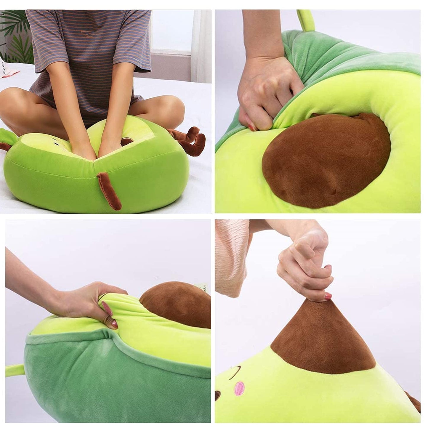 23.6 inch Large Avocado Fruit Soft Plush Toy Furry Stuffed Toy Avocado Plush Doll Cute Toy Avocado Stuffed Pillow Kawaii Food Shaped Fruit Series