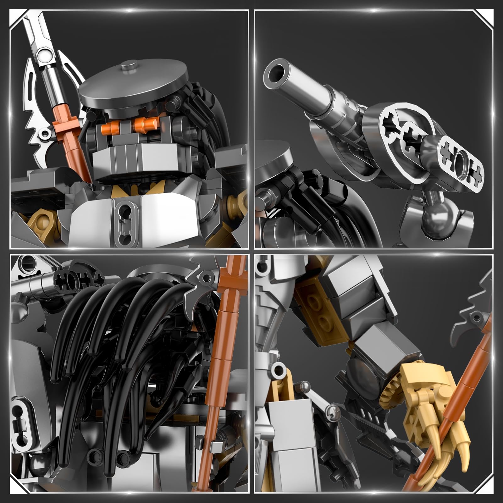 HIGH GODO Alien Mech Xenomorph Warrior Building Sets for Adult, Horror Action Figure Toy with Spears, Gifts for Adults Aged 14+ for Birthdays