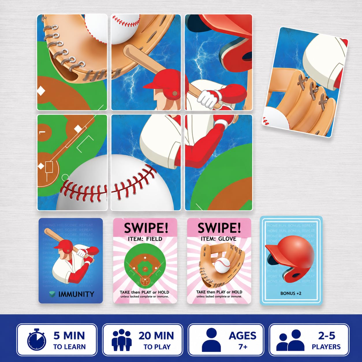 BASEBALL DUEL! Card Game - Fast-Paced Puzzle & Strategy Baseball Game for Kids, Teens & Adults | 2-4 Players or Team Play | Ages 7+ | Little League