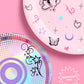 xo, Fetti Y2K Plate Set - 32 Paper Plates, 16 9" plates + 16 7" plates | Birthday Party, Retro CD 90s 2000s Theme, Butterfly, Iridescent Foil, Pink