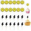 Ryetvok 24PCS One Happy Dude Cupcake Toppers,Retro Smiley Face Checkered Cake Decorations for Boys 1st Birthday Party, Groovy First Birthday Supplies