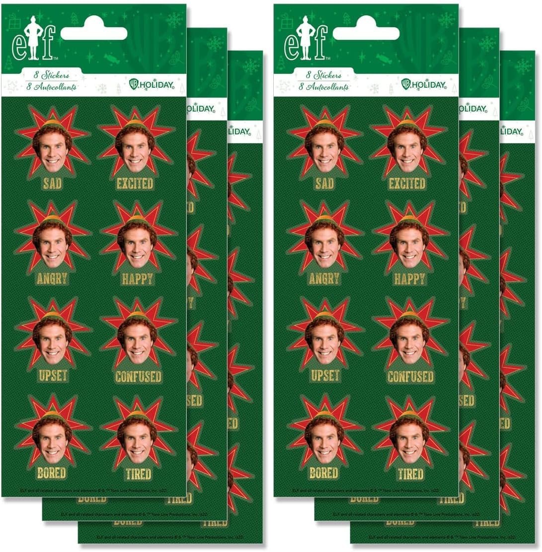 Paper House Productions Elf Movie Shiny Foil Enamel Effect Sticker Sheet 6-Pack for Crafts, Scrapbooking & Collecting - Buddy's Emotions