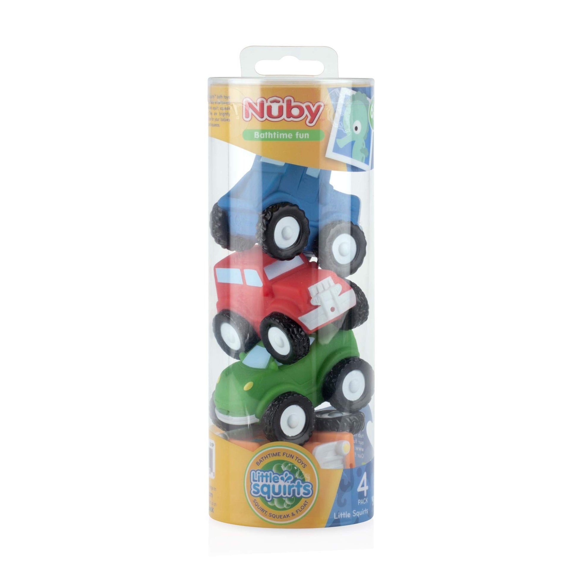 Nuby Squirt Wheels Baby Bath Toys - BPA Free Baby Essentials - 4-Count