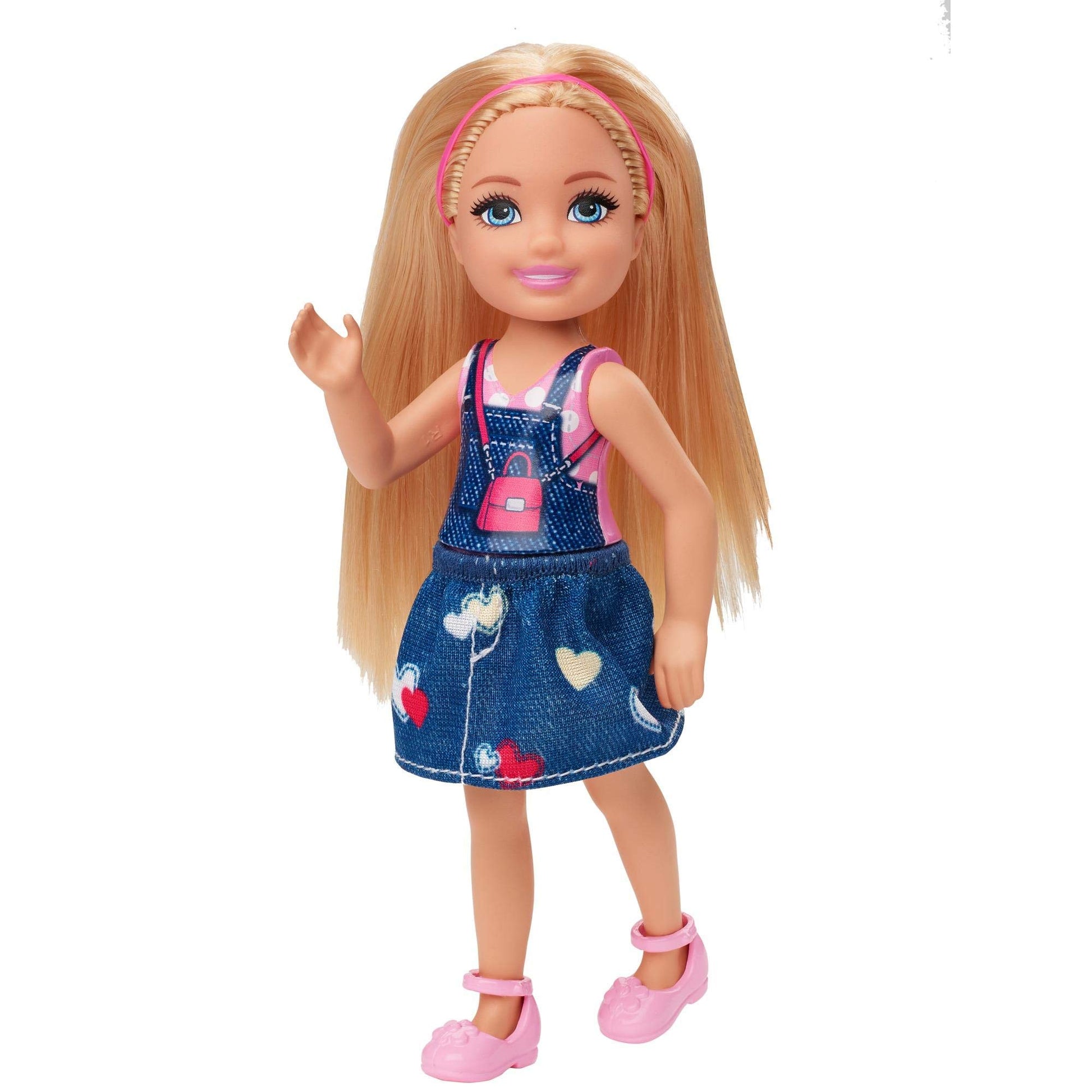 Barbie Club Chelsea Doll (6-inch Blonde) Wearing Graphic Top and Jean Skirt, for 3 to 7 Year Olds
