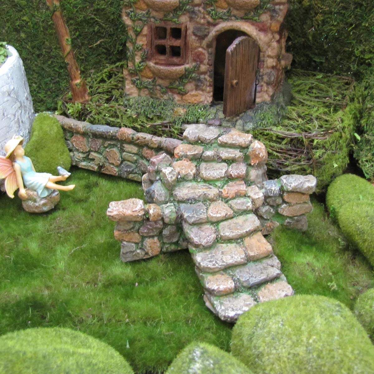 Treasure Gurus Miniature Cobblestone Rock Wall Fairy Garden Ornament Dollhouse Decor Accessory
