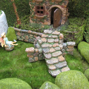 Treasure Gurus Miniature Cobblestone Rock Wall Fairy Garden Ornament Dollhouse Decor Accessory