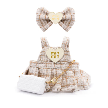 LYBHYQTII Dolls Clothes for 17cm Dolls, Luxury Chic Style 3 Piece Set Including Bow, Dress and Bag High-End Fashion Outfit with Premium Handmade Dolls