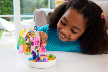 Polly Pocket Flower Garden Bunny Compact Playset with 2 Micro Dolls & 12 Accessories, Including 2 with Color Change